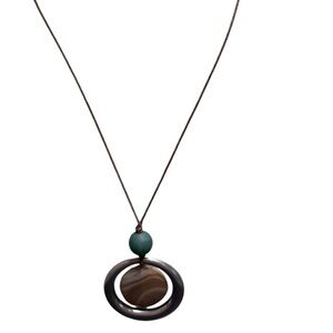 Beautiful JJill Brown and Teal Pendant Necklace